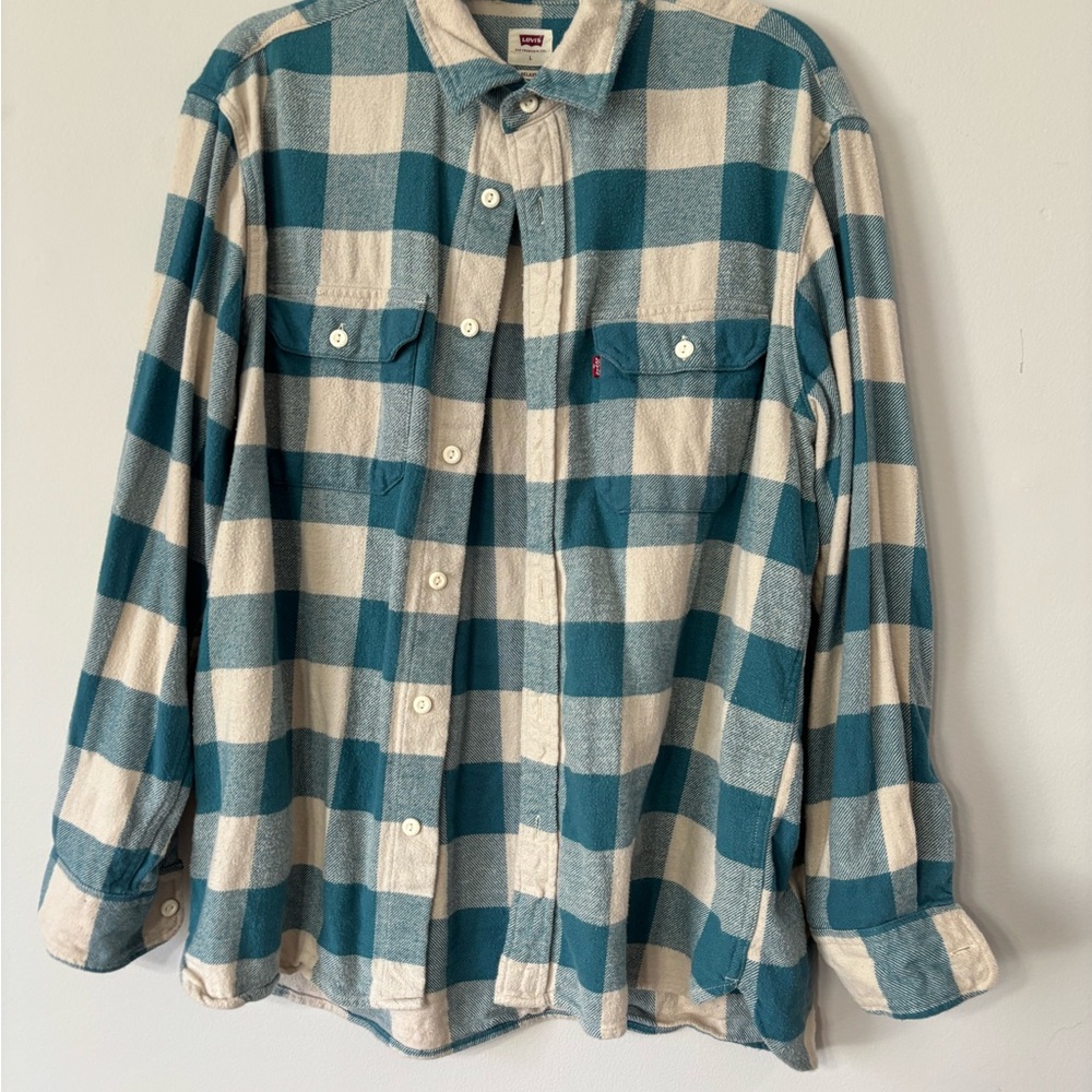 Levi's Blue and White Checkered Shirt